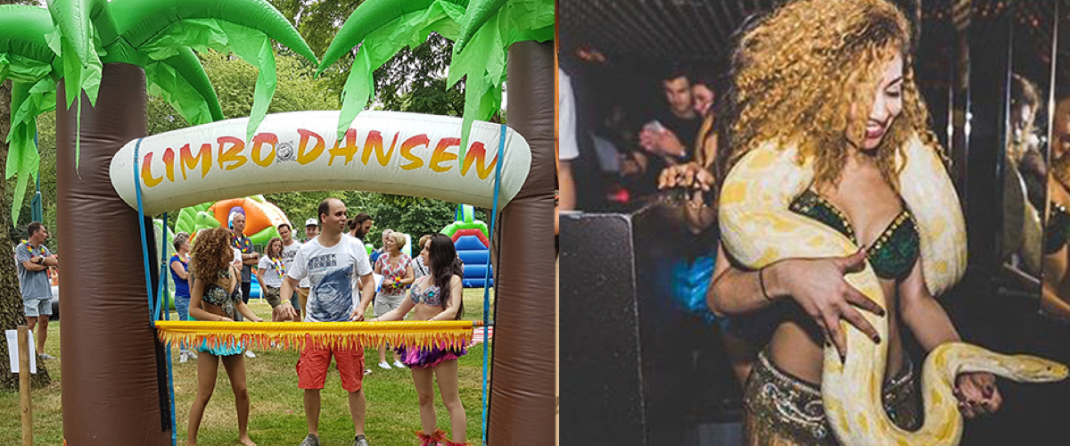 Door de knieën te gaan tijdens het limbodansen
